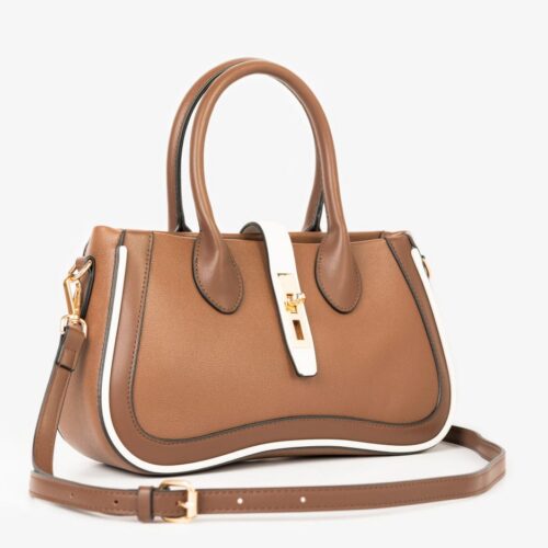 Sac à main en cuir structuré bicolore