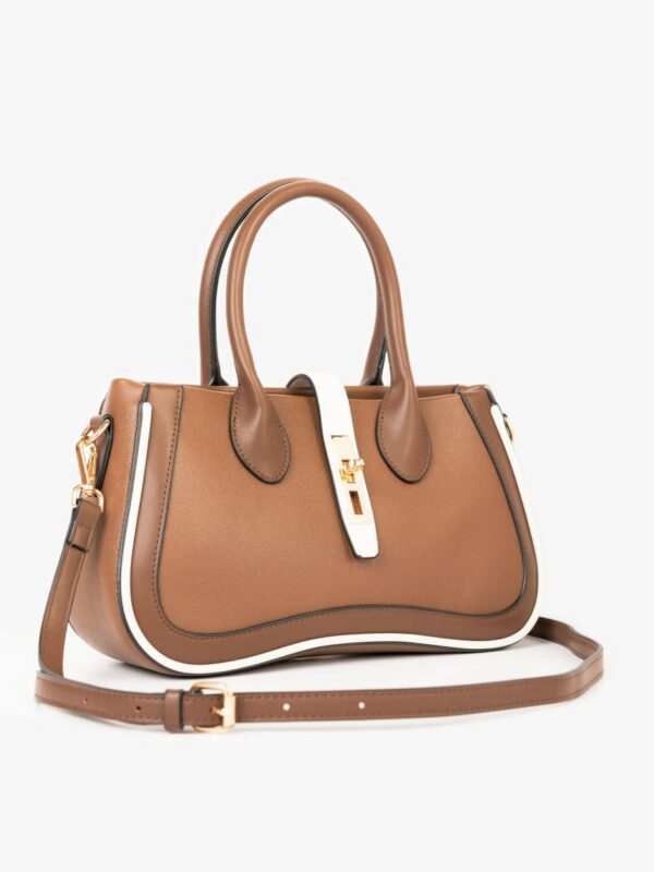 Sac à main en cuir structuré bicolore